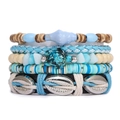 Boho-Armband-Set mit blauen Muschel-Anhängern und Türkis-Schildkröte-Perlen-Details - Muschel- & Schildkröten-Design (Stil K)