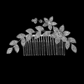 Vue détaillée d'un peigne à cheveux argenté pour mariée avec motifs floraux et strass - Peigne à Cheveux Strass Style Floral Argent (HS-J6760S)