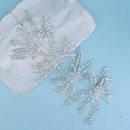 Luxury bridal silver hair vine with sparkling crystals and rhinestones for wedding styling - Silver 5-Flower Rhinestone Hair Vine With Clips (HS-J7028S)