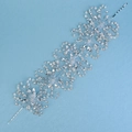 Luxury handmade bridal hair vine with silver crystal beads and floral weaving design - Silver Handmade Woven Crystal Hair Accessory With Clips (HS-J7026S)