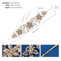 Goldenes Braut-Stirnband mit Blumen und Strass, Größe 28cm x 4,5cm und Gewicht 94g - Gold (HS-J6618G)