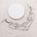 Detalle de cadena para el cabello de novia con diamantes de imitación y circonitas - Estilo Plateado (HS-J3590)