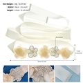 Detail of bridal sash with ivory silk flowers and heart-shaped rhinestone arrangement - Yellow (WS-J236)