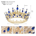Detaillierte Maße der Barock-Goldkrone mit blauen Wassertropfen-Steinen und weißen Edelsteinen - Blau