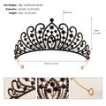 Dettagli della lussuosa tiara con strass neri con dimensioni e specifiche del peso - Oro Antico Strass Nero