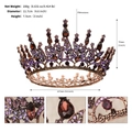 Detailansicht der 188g Barockkrone aus Bronzelegierung mit lila Kristallen und Maßen - Lila