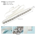 Dettaglio fascia da sposa con strass argentati ad alta densità su nastro di seta color avorio - Bianco Avorio (WS-J262S)