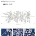 Dettaglio macro della fascia da sposa in cristallo argento con dimensioni e design a foglia - Argento Stile B (HS-J7028S)