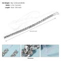 Dimensioni dettagliate della cintura da sposa con strass e nastro di raso bianco - Stile Argento (WS-J265S)