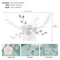 Dettagli del pettine da sposa con fiori in argilla bianca fatti a mano, perle e strass - Stile Ramo d'Argento a 4 Fiori (HS-J7263S)