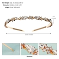 Detail view of golden rhinestone headband with weight and dimension measurements - Pave Rhinestone Thin Headband (TS-J3407G) / Gold