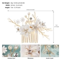 Dettagli del pettine per capelli da sposa fatto a mano con perle, cristalli e fiori bianchi - Stile Oro a Perline Miste (HS-J7267G)