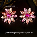 Boucles d'oreilles fleurs en strass roses et pêche, diamètre de 4 cm et poids de 16 g - Rose Rouge Mixte