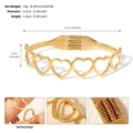 Dettaglio del bracciale a cuore traforato placcato oro 18K con dimensioni e peso - Stile Multi-Cuore Traforato (BS-J5596G)