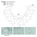Detail of bridal pearl headband with silver wire branches and sizing specifications - Silver