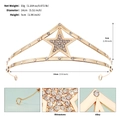 Detailed dimensions of the gold star bridal tiara showing 14cm diameter and 5cm height - Gold