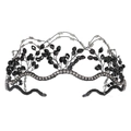 Elegante cerchietto da sposa gotico con perle di cristallo nero e strass per acconciature - Nero