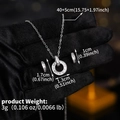 Detail view of zirconia necklace and earrings set with dimensions and weight labels - Silver Circle (NS-J6552S)