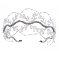 Dettaglio dell'elegante cerchietto da sposa a forma di onda con perle di cristallo - Argento (TS-J2929WHITE)