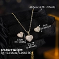 Detailed view of heart jewelry set dimensions with gold chain and zircon inlay - Heart Necklace Set (NS-J6554G)