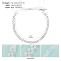 Dettaglio macro di tre file di perle d'imitazione con fiocco in nastro di chiffon bianco - Taglia unica / Bianco (WS-J266)