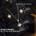 Macro shot of gold-plated star jewelry set featuring pendant size and chain dimensions - Gold Starburst (NS-J6561G)