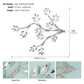 Detailed view of silver branch bridal headband with dimensions and marquise crystal accents - 11 Branches (HS-J7321S)