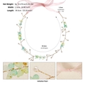 Detail view of handmade bridal hairband with pearls, green butterflies and pink ribbons - Green (HS-J7316GREEN)
