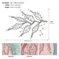 Dettaglio macro della fascia da sposa a foglia d'argento con filo di rame e strass - Stile Ramo di Foglia (HS-J7331S) / Argento