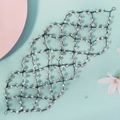 Elegant black mesh bridal headband with sparkling rhinestones and hand-woven grid pattern - Black Rhinestone Style