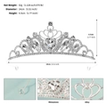 Elegant silver crown for girls with sparkling rhinestones and alloy heart centerpiece - Silver