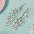 Fermagli per capelli da sposa con perle e cristalli su sfondo verde menta naturale - Stile Foglia d'Argento (HS-J6027)