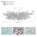 Detailansicht eines handgefertigten Braut-Strass-Stirnbands mit Maßen 28cm x 8,1cm - Silber Blatt Stil (HS-J7342S)