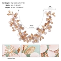 Detalle de diadema nupcial con flores rosas, hojas doradas y perlas de imitación - Rosa Dorado (HS-J7346G)