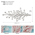Details zu Brauthaarschmuck mit Perlen, Strass und Maßen von 17,5 cm x 8,5 cm für Hochzeiten - Silber Blatt Blumen Stil (HS-J7338S)