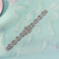 Luxury silver bridal belt with sunflower rhinestones and pearls on white organza ribbon - Cream White Organza Ribbon