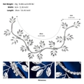 Dettaglio ravvicinato della fascia da sposa con strass e rami di cristallo a foglia - Stile Foglia di Strass Argento (HS-J7343S)