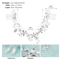 Detail of silver bridal headband with pearls and rhinestones showing 26cm length and 4.5cm width - Silver Style Two (HS-J7362S)