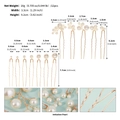 Dettaglio di 12 forcine per capelli da sposa a forma di U con perle fatte a mano e filo d'oro - Oro (HS-J7354G)