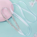 Sparkling crystal rhinestone wedding sash belt with white satin ribbon for bridal dresses - White Rhinestone
