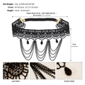 Détail de la jarretière en dentelle noire avec franges métalliques et pendentif - Noir (GS-J041BLK)