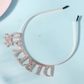 Detail of rose gold Dirty 30 rhinestone birthday headband with protective tips - Rose Gold 30th