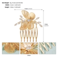 Détail d'un peigne à cheveux papillon doré de luxe avec zircon et dimensions - Style Papillon (HS-J7395G) / Doré