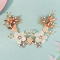 Exquisites Braut-Haarkamm-Set mit weißen Blumen und goldenen Blättern für die Hochzeit - Weißer Blumen-Goldblatt-Haarkamm-Stil (HS-J7370G)