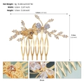 Détails du peigne à cheveux papillon doré avec sertissage en zircon et dimensions - Style Papillon Feuille (HS-J7398G) / Doré