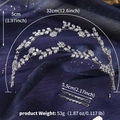 Vista dettagliata della tiara da sposa in cristallo con motivo a foglie d'argento - Stile Corona da Principessa (HS-J7380S)