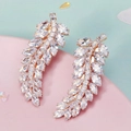 Detalle de pinzas para el cabello de hoja dorada con cristales de circonita corte marquesa - Dorado (HS-J7421G)