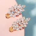 Fermagli per capelli a foglia dorata con zirconi per matrimoni e feste - Stile Oro (HS-J7427G)