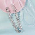 Cinturón de novia brillante con flores de diamantes de imitación sobre cinta de organza - Strass Plateado Con Cinta Blanca (WS-J272S)