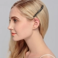 Peigne à cheveux de mariée en forme de vague avec strass noirs scintillants - Peigne à Cheveux Strass Noir Forme Vague (HS-J3186)